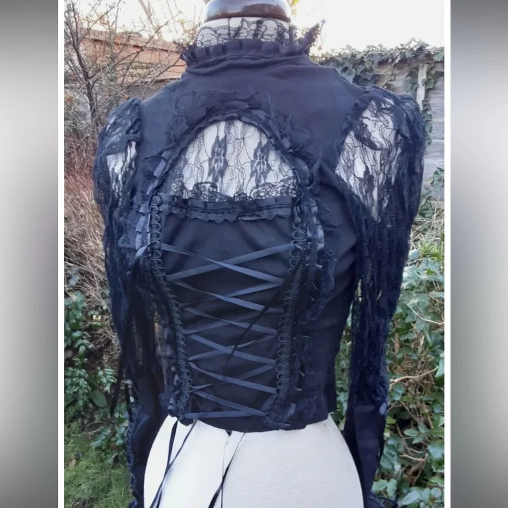 Vintage Phaze UK Lace Corset Long Sleeve Gothic Size XS NWT - Picture 1 of 2